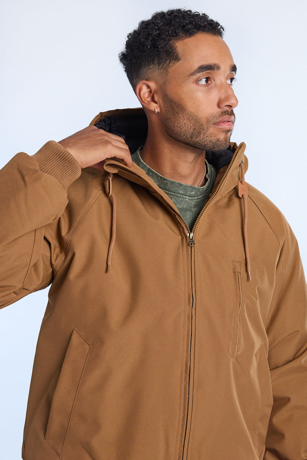 Mens Hooded Raglan Bomber Jacket Mens Hooded Raglan Bomber Jacket