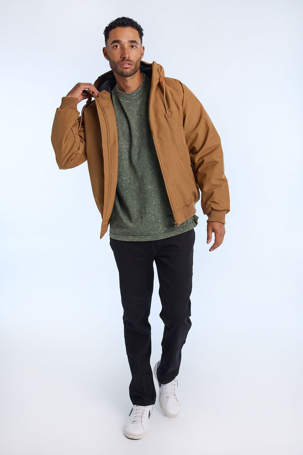 Mens Hooded Raglan Bomber Jacket Mens Hooded Raglan Bomber Jacket