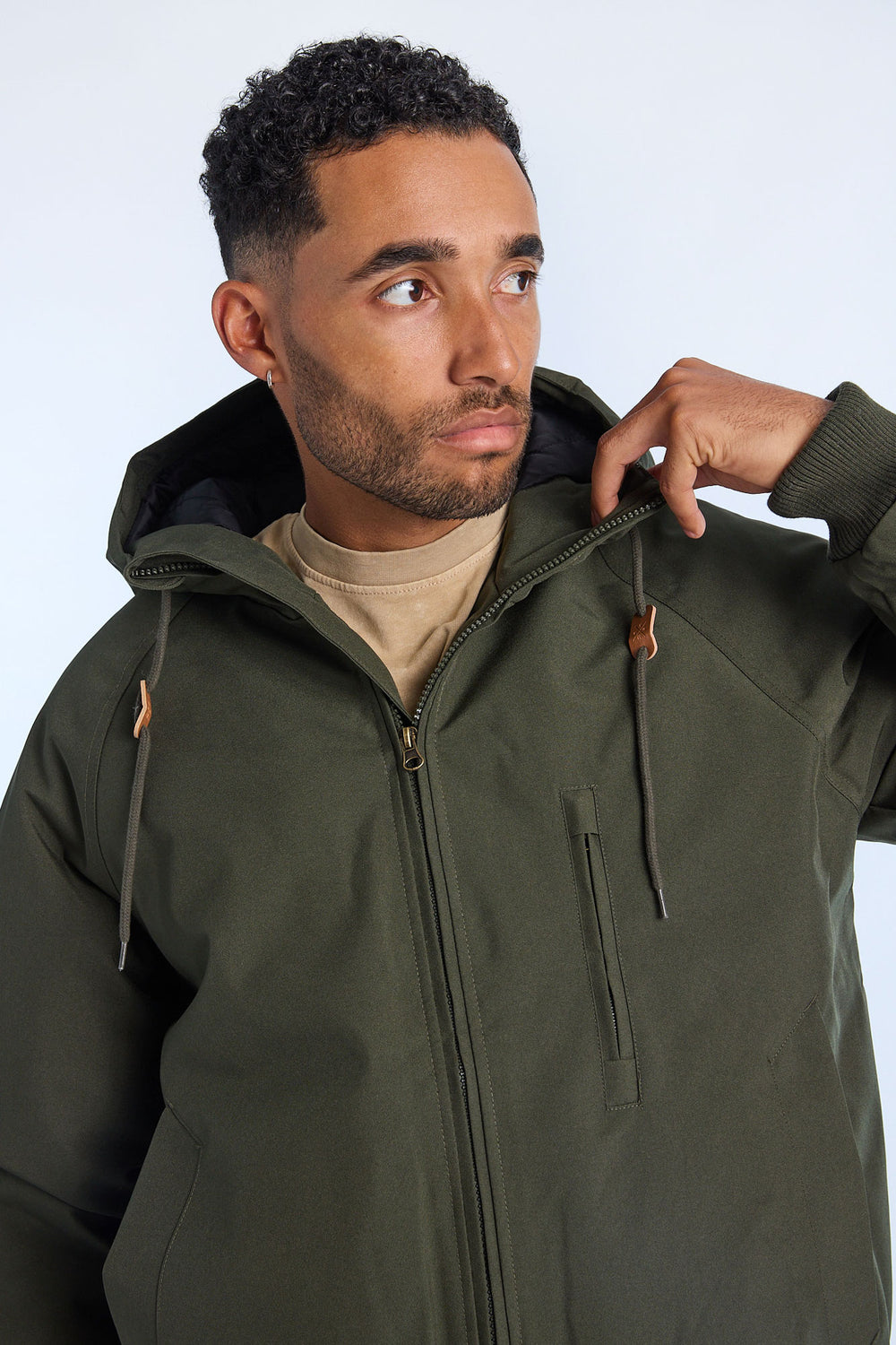 Mens Hooded Raglan Bomber Jacket Mens Hooded Raglan Bomber Jacket