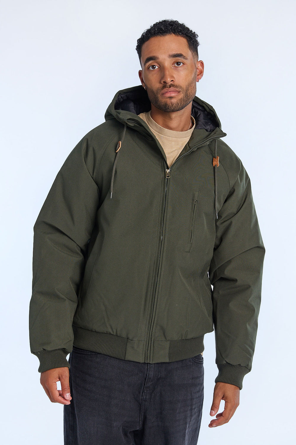 Mens Hooded Raglan Bomber Jacket Mens Hooded Raglan Bomber Jacket