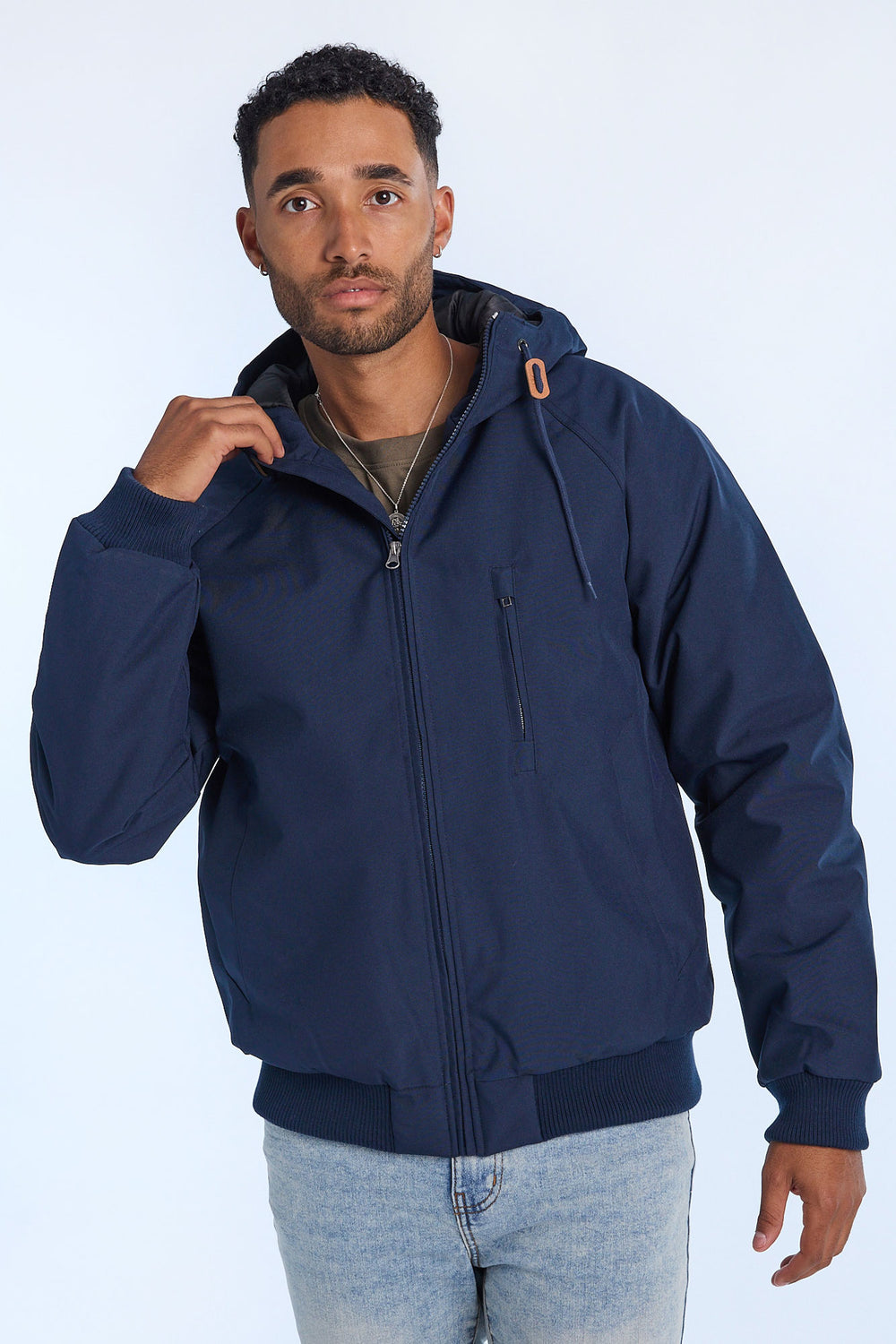 Mens Hooded Raglan Bomber Jacket Mens Hooded Raglan Bomber Jacket
