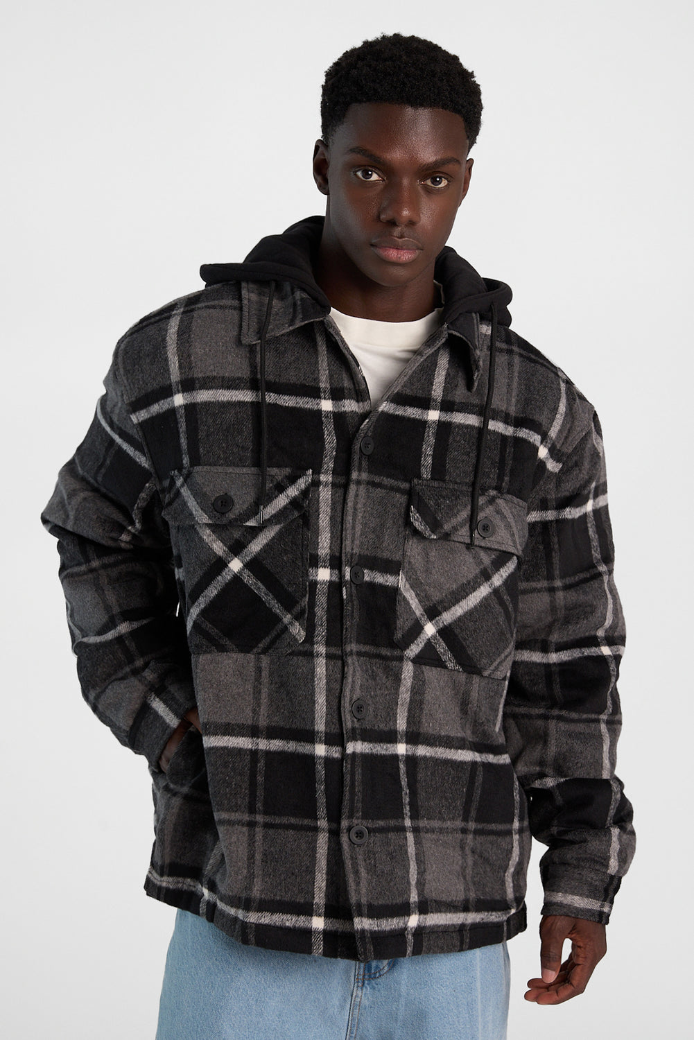 North Western Hooded Flannel Shacket North Western Hooded Flannel Shacket