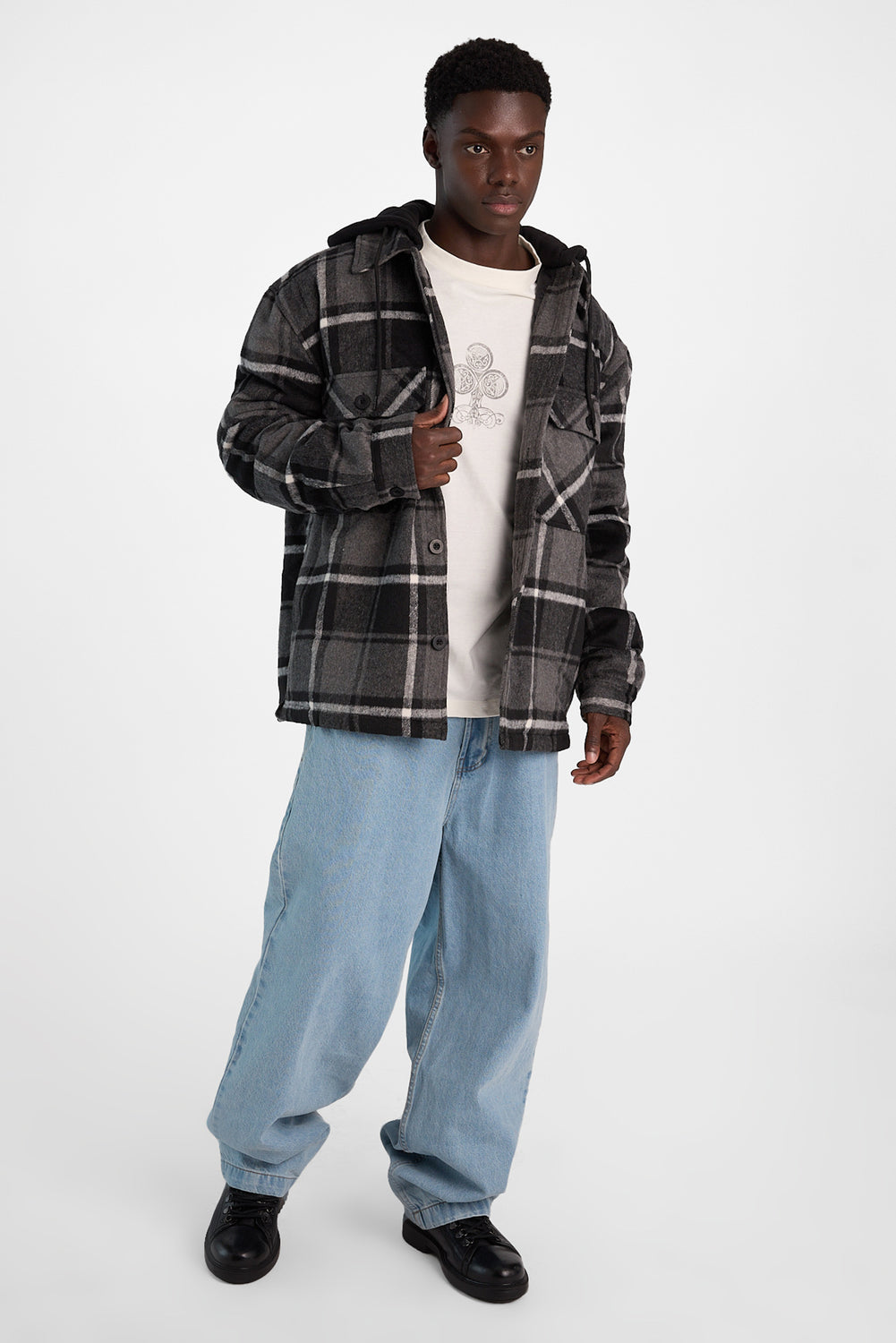North Western Hooded Flannel Shacket North Western Hooded Flannel Shacket
