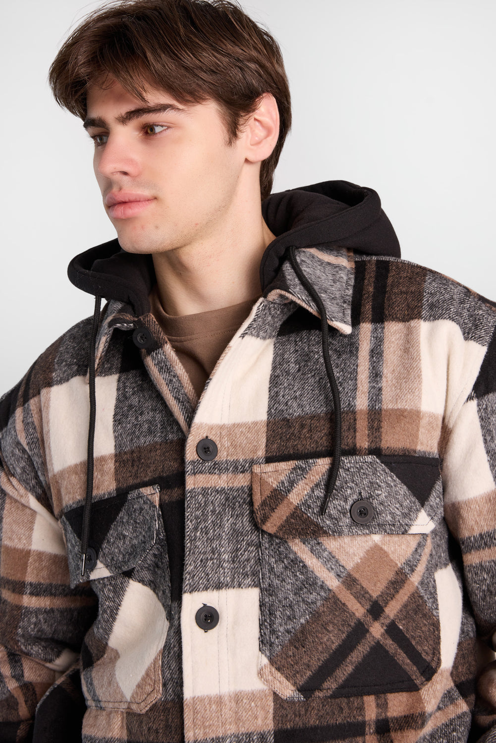 North Western Hooded Flannel Shacket North Western Hooded Flannel Shacket