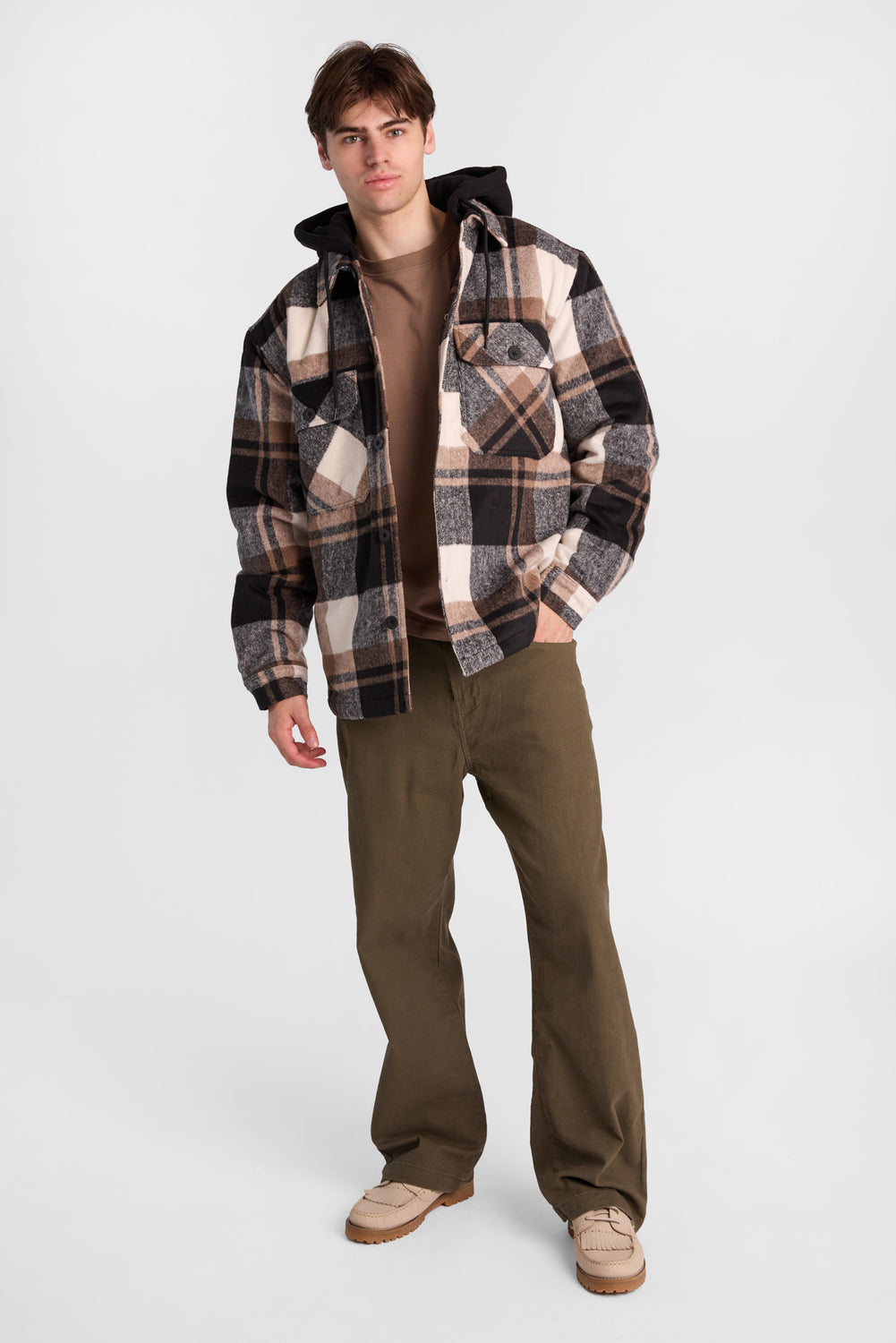 North Western Hooded Flannel Shacket North Western Hooded Flannel Shacket