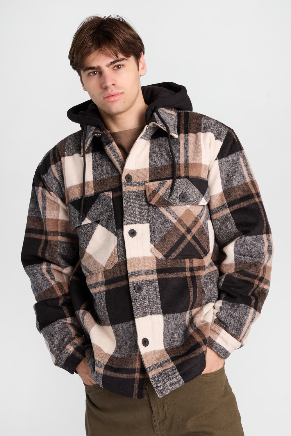 North Western Hooded Flannel Shacket North Western Hooded Flannel Shacket