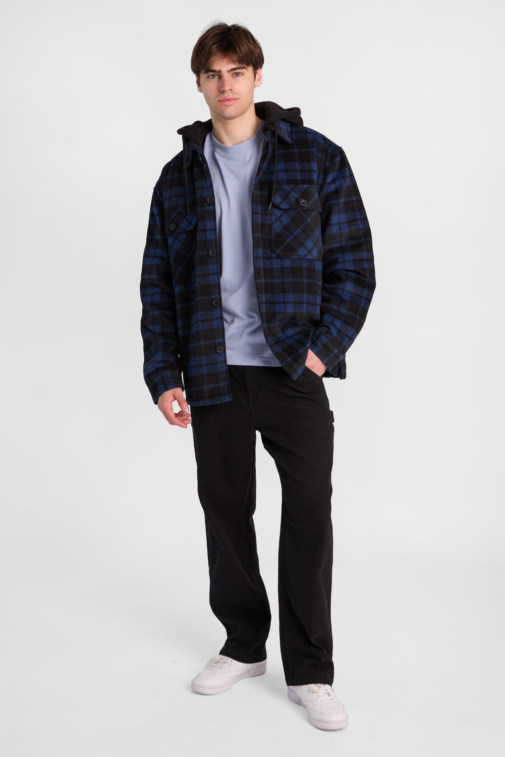 North Western Hooded Flannel Shacket North Western Hooded Flannel Shacket