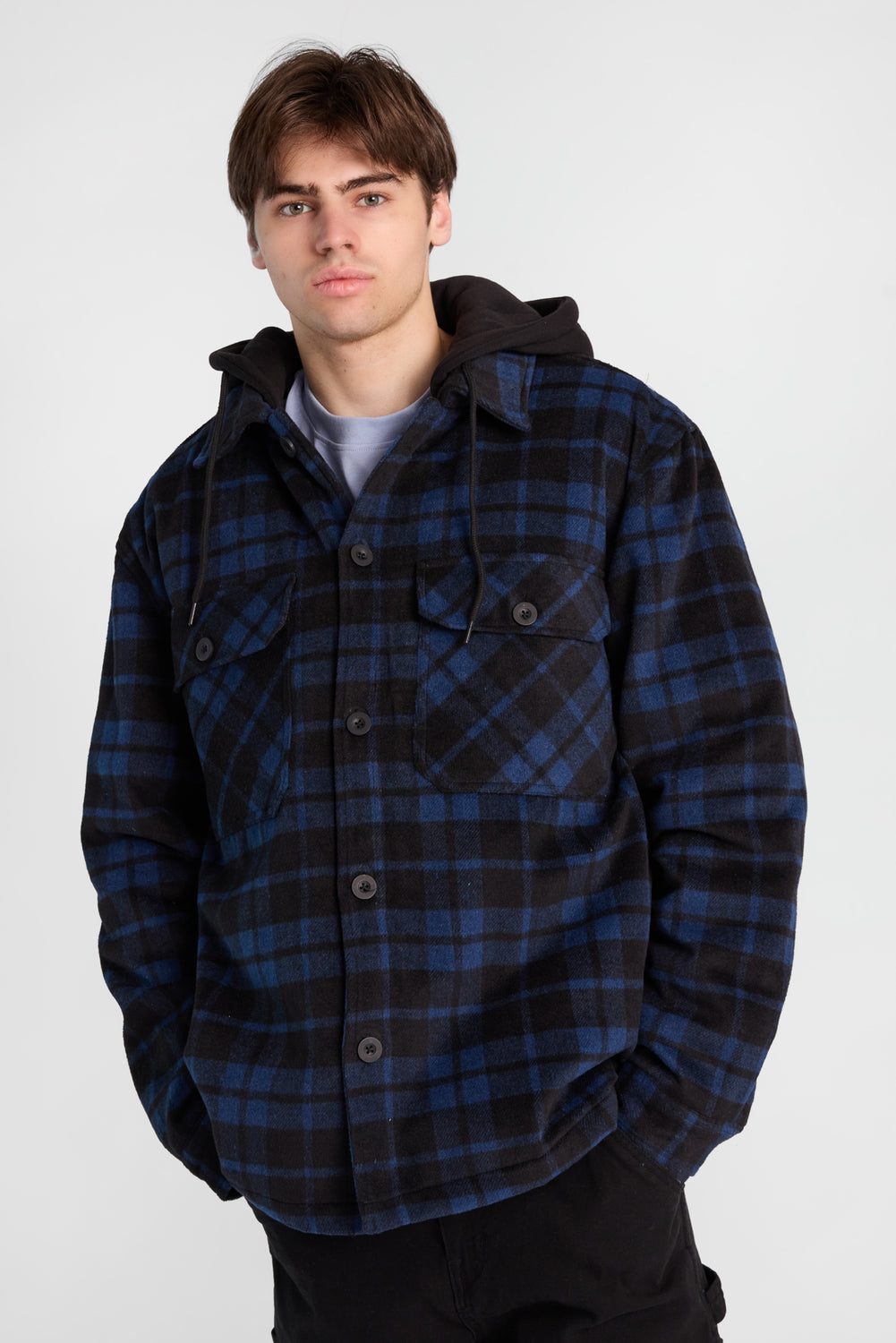 North Western Hooded Flannel Shacket North Western Hooded Flannel Shacket