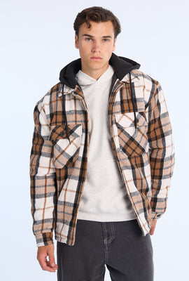 Mens Lined Hooded Flannel Shacket