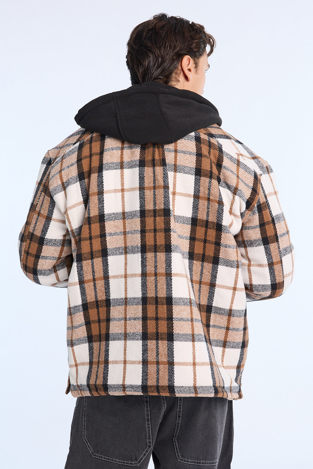 Mens Lined Hooded Flannel Shacket Mens Lined Hooded Flannel Shacket