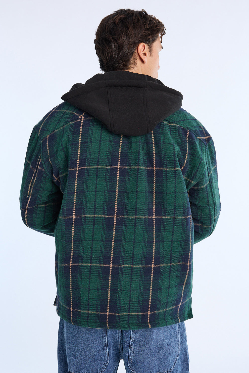 Mens Lined Hooded Flannel Shacket Mens Lined Hooded Flannel Shacket