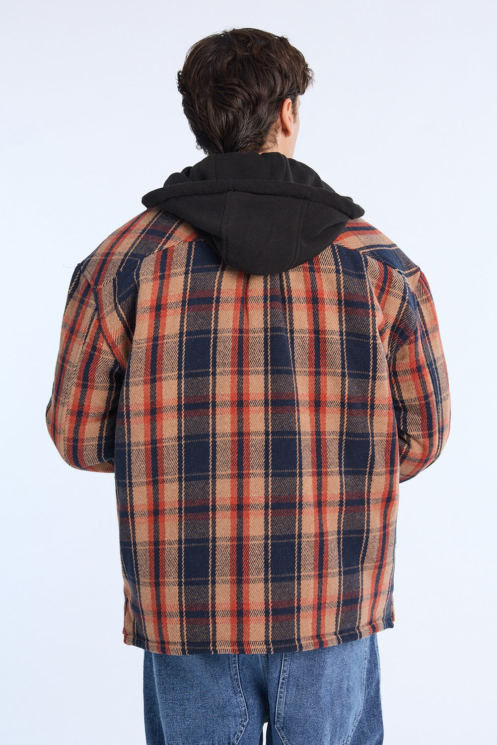 Mens Lined Hooded Flannel Shacket Mens Lined Hooded Flannel Shacket