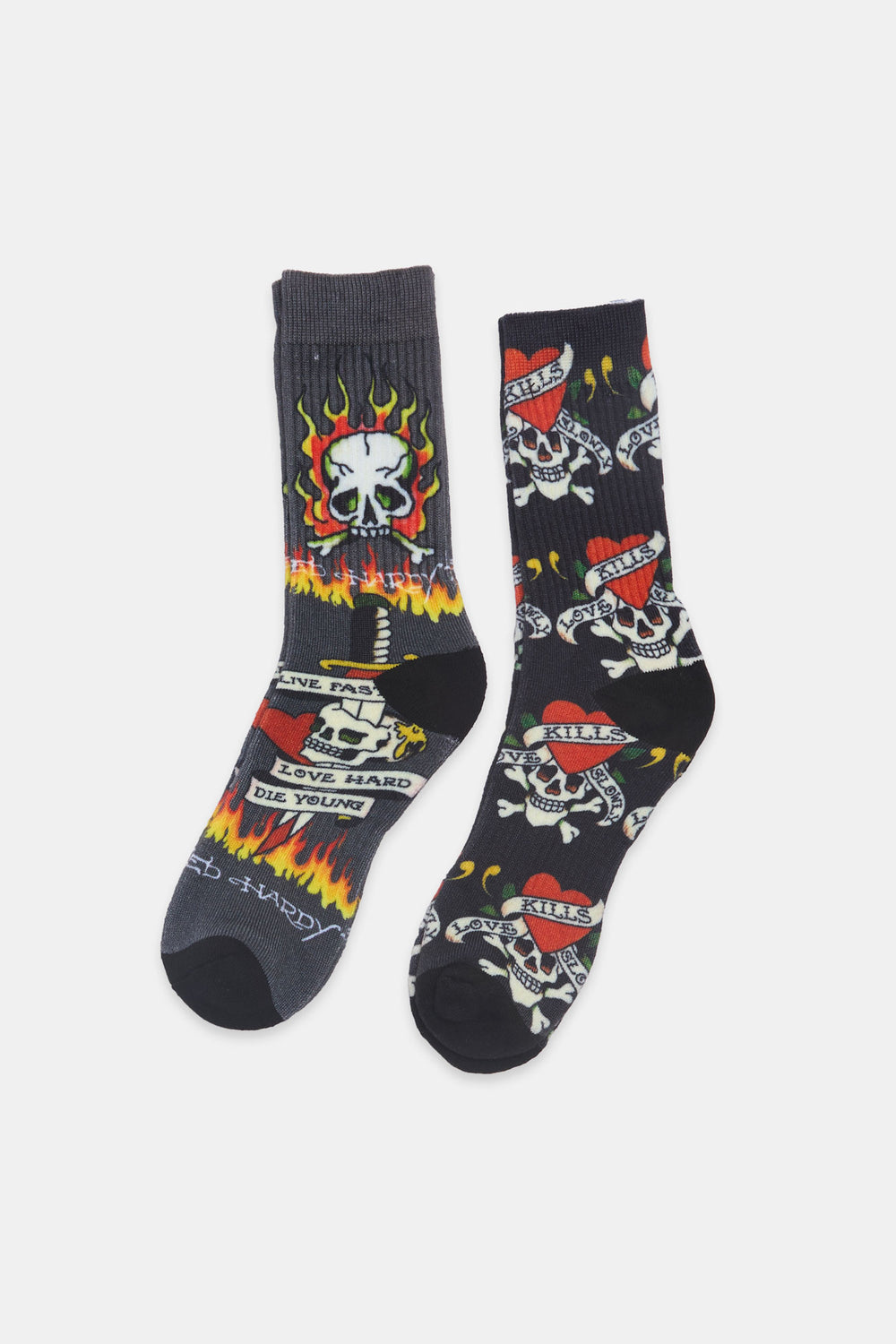 Ed Hardy Mens 2-Pack Skull Crew Socks Ed Hardy Mens 2-Pack Skull Crew Socks
