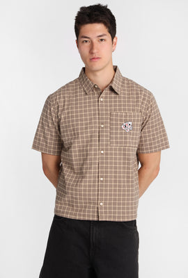 Chemise à carreaux cartes à jouer brodé