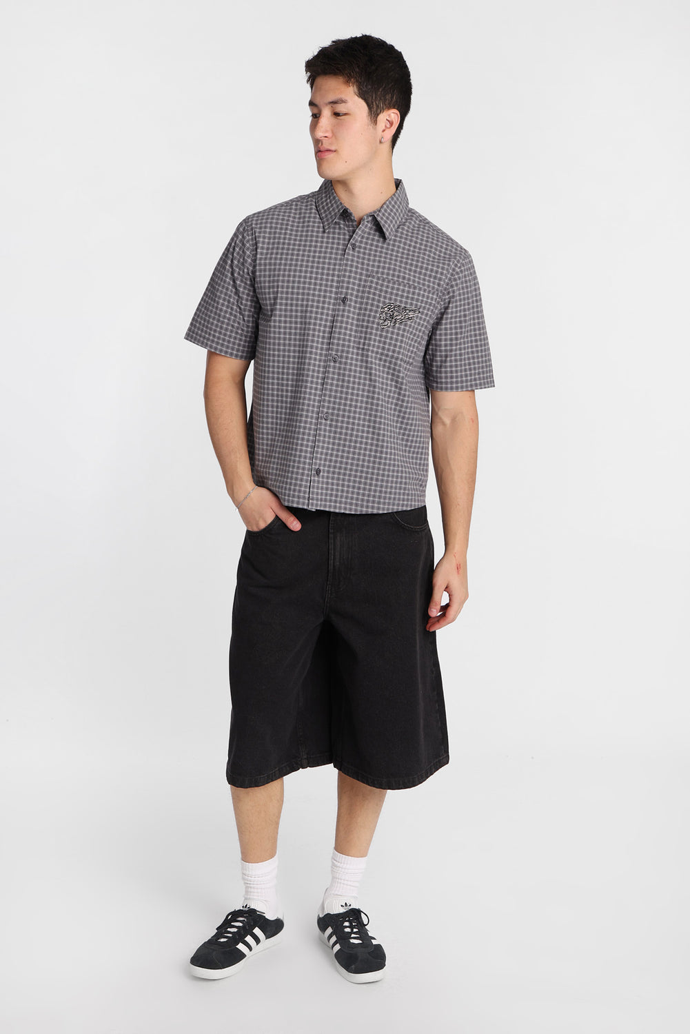 Chemise à carreaux brodé crâne Chemise à carreaux brodé crâne