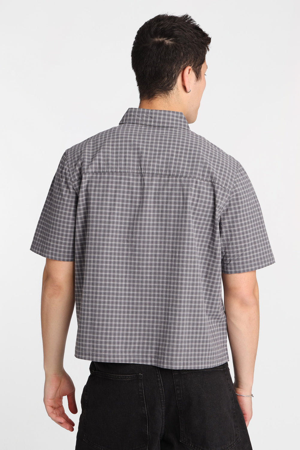 Skull Embroidered Plaid Button-Up Shirt Skull Embroidered Plaid Button-Up Shirt