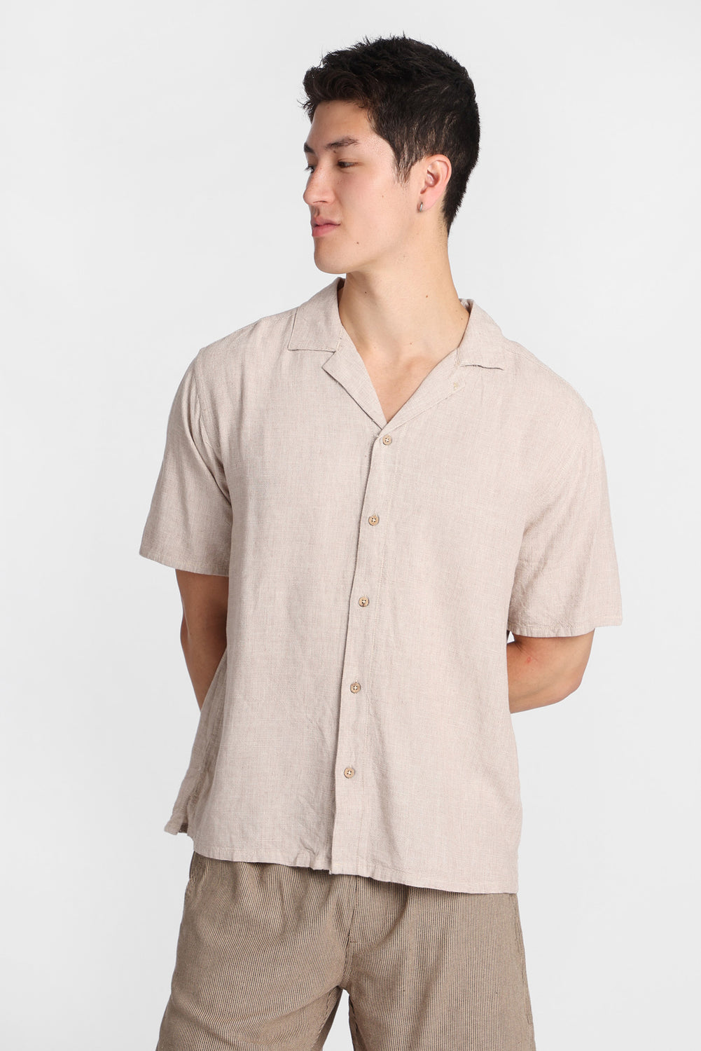 Chemise boutonnée en mélange de lin Chemise boutonnée en mélange de lin