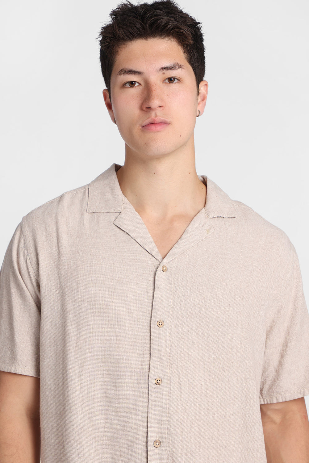 Chemise boutonnée en mélange de lin Chemise boutonnée en mélange de lin