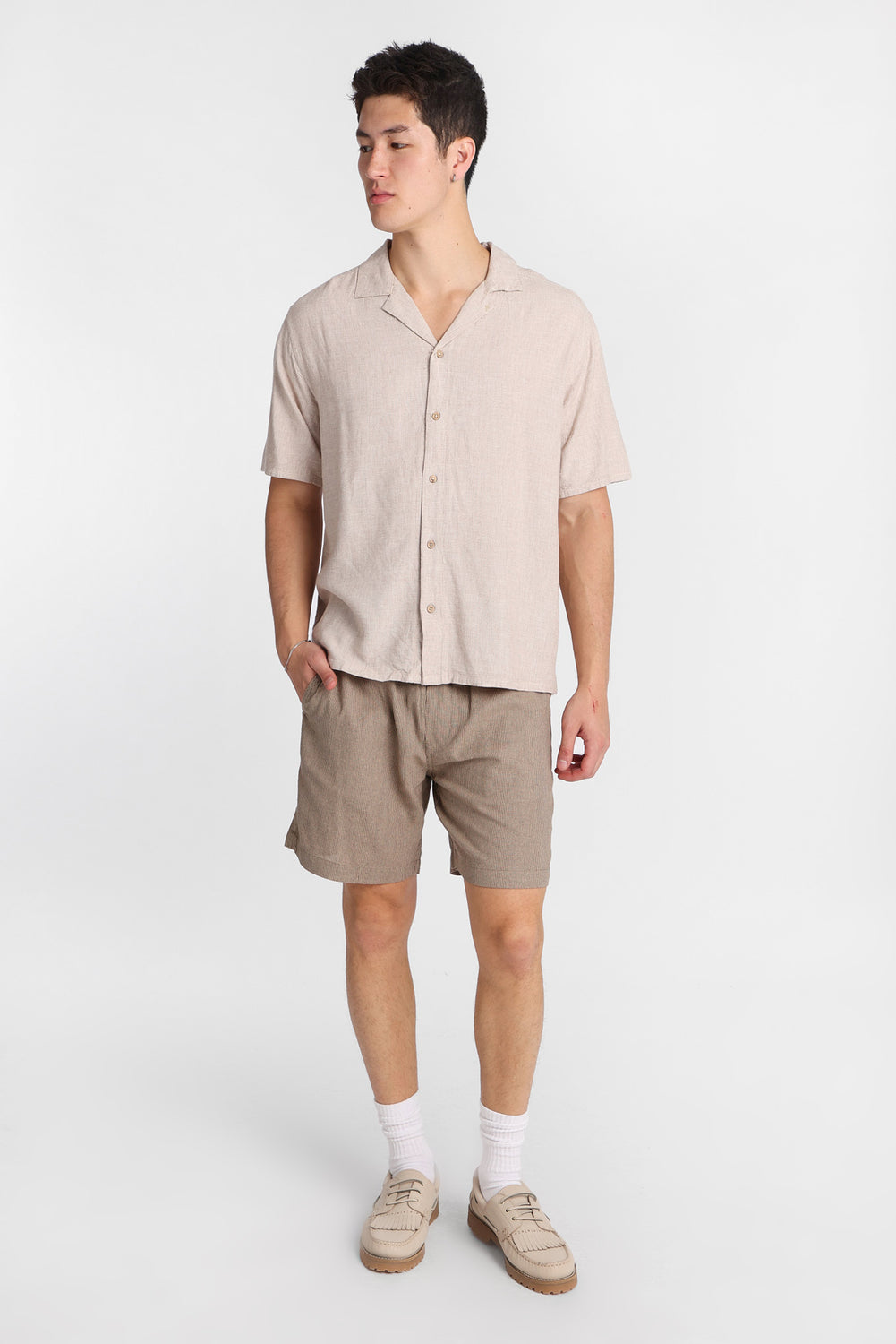 Chemise boutonnée en mélange de lin Chemise boutonnée en mélange de lin