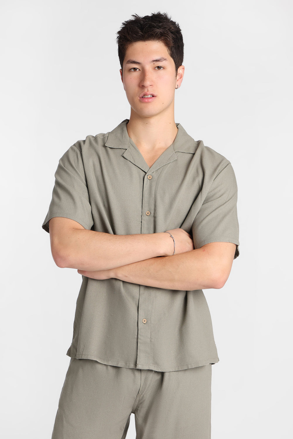 Chemise boutonnée en mélange de lin Chemise boutonnée en mélange de lin