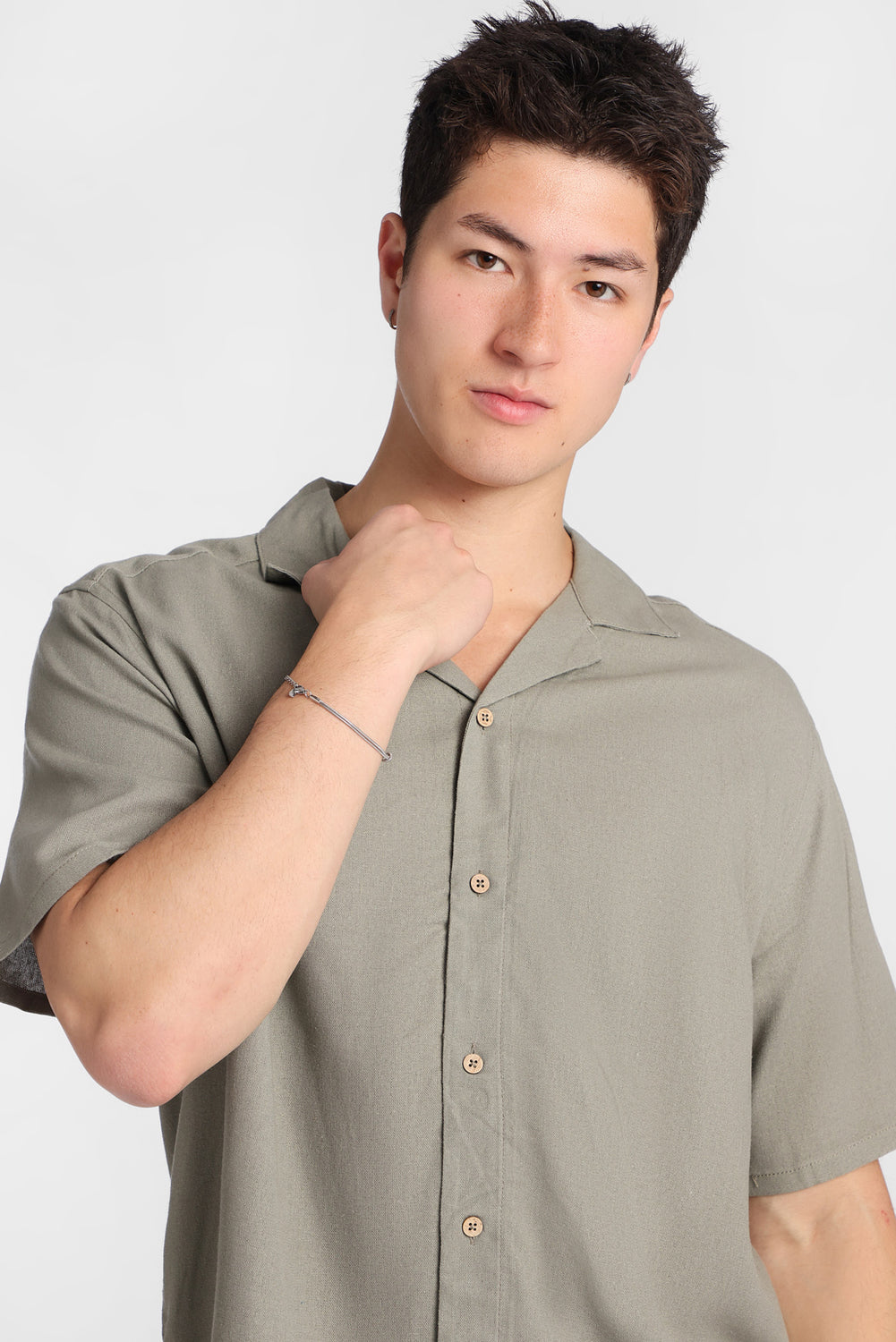 Chemise boutonnée en mélange de lin Chemise boutonnée en mélange de lin