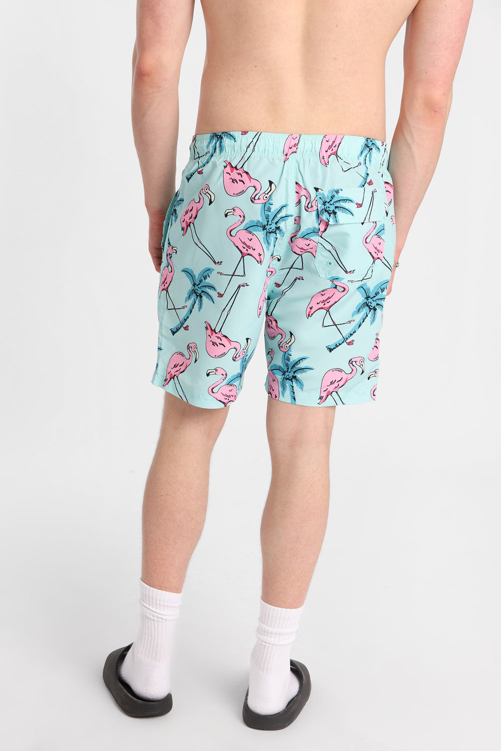 Short de bain flamants roses 7 po Short de bain flamants roses 7 po