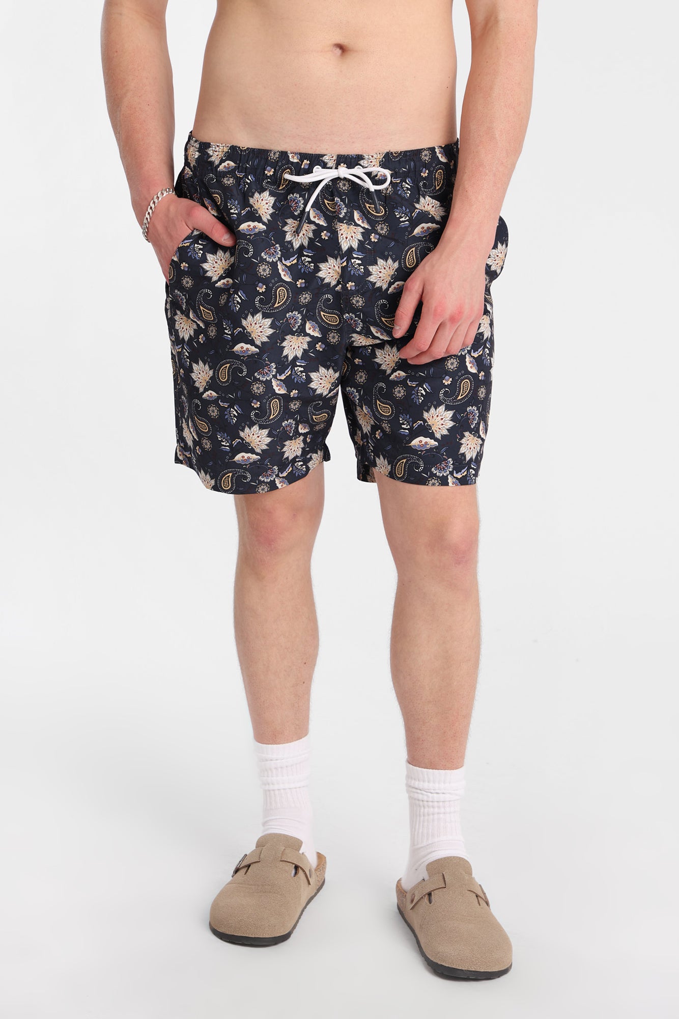 Paisley Swim Shorts 7" - Navy /