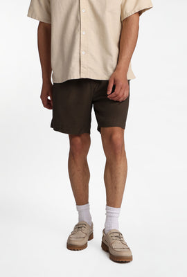 Short texturé en mélange de lin