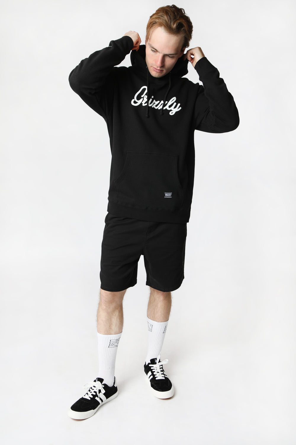 Grizzly Script Logo Hoodie Black