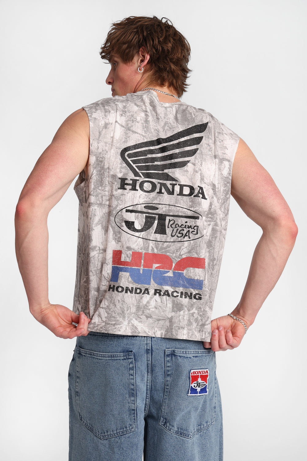 Débardeur surdimensionné imprimé Honda Racing Débardeur surdimensionné imprimé Honda Racing