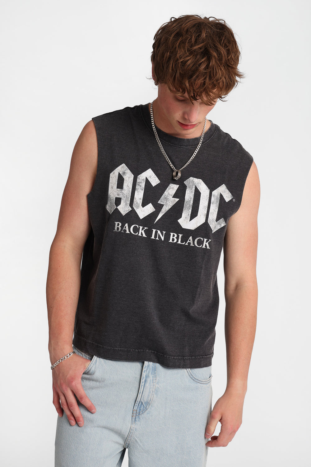 AC/DC Back In Black Graphic Oversized Tank Top AC/DC Back In Black Graphic Oversized Tank Top