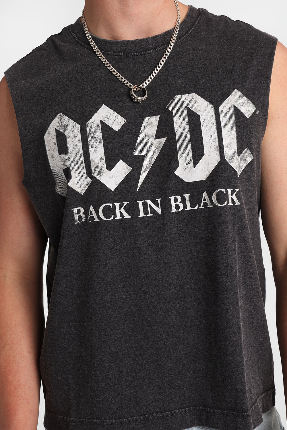 AC/DC Back In Black Graphic Oversized Tank Top AC/DC Back In Black Graphic Oversized Tank Top