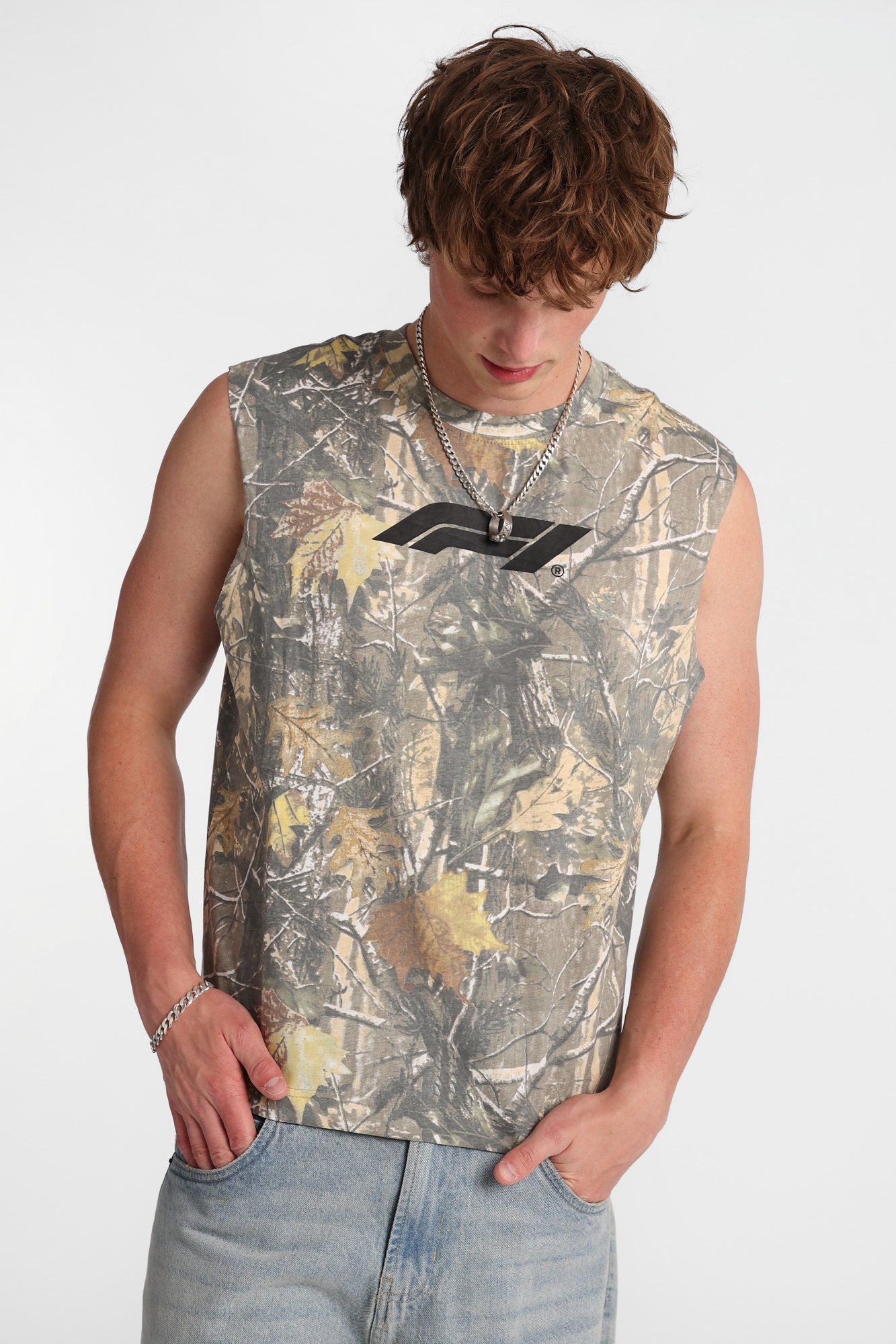 F1 Logo Graphic Oversized Tank Top - Green /