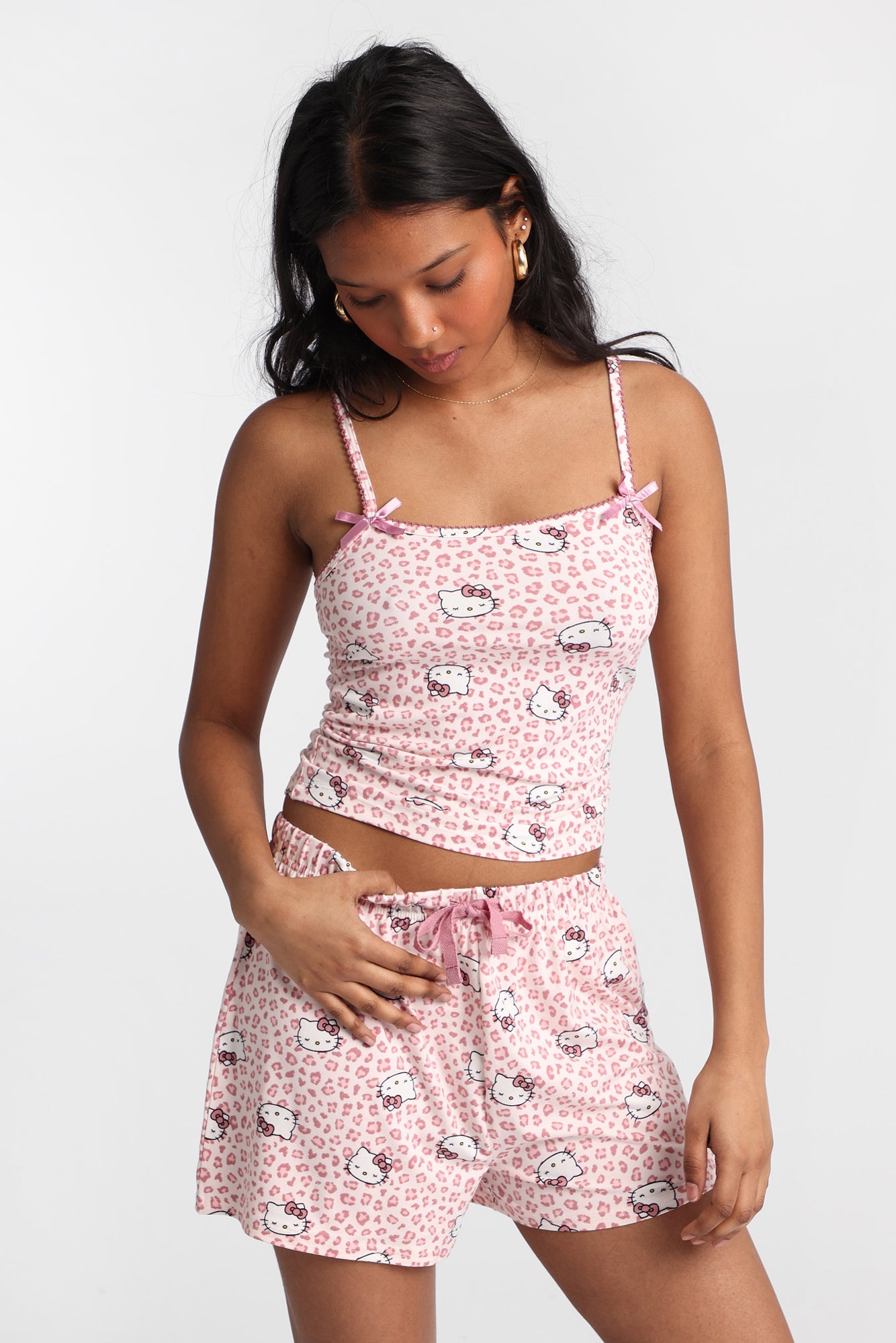 Hello Kitty Leopard Pajama Camisole & Shorts 2-Piece Set - Rose /