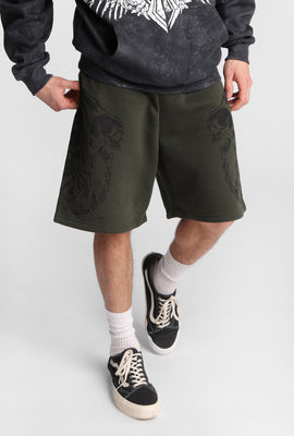 Arsenic Skull Print Fleece Shorts