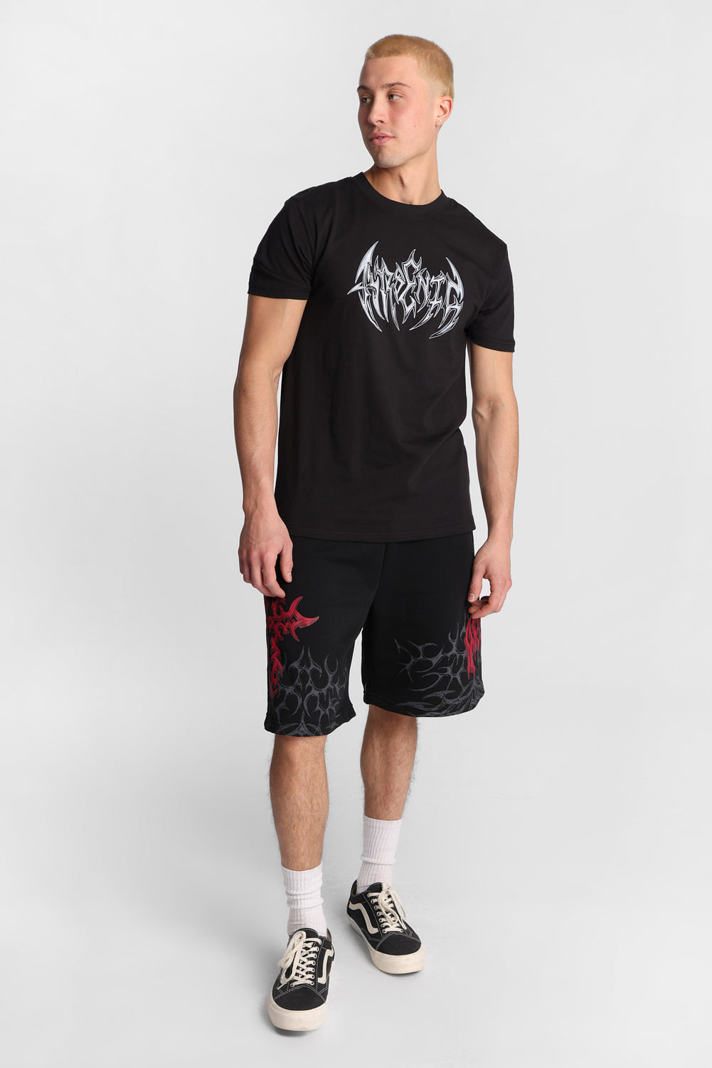 Short en molleton imprimé croix Arsenic Short en molleton imprimé croix Arsenic