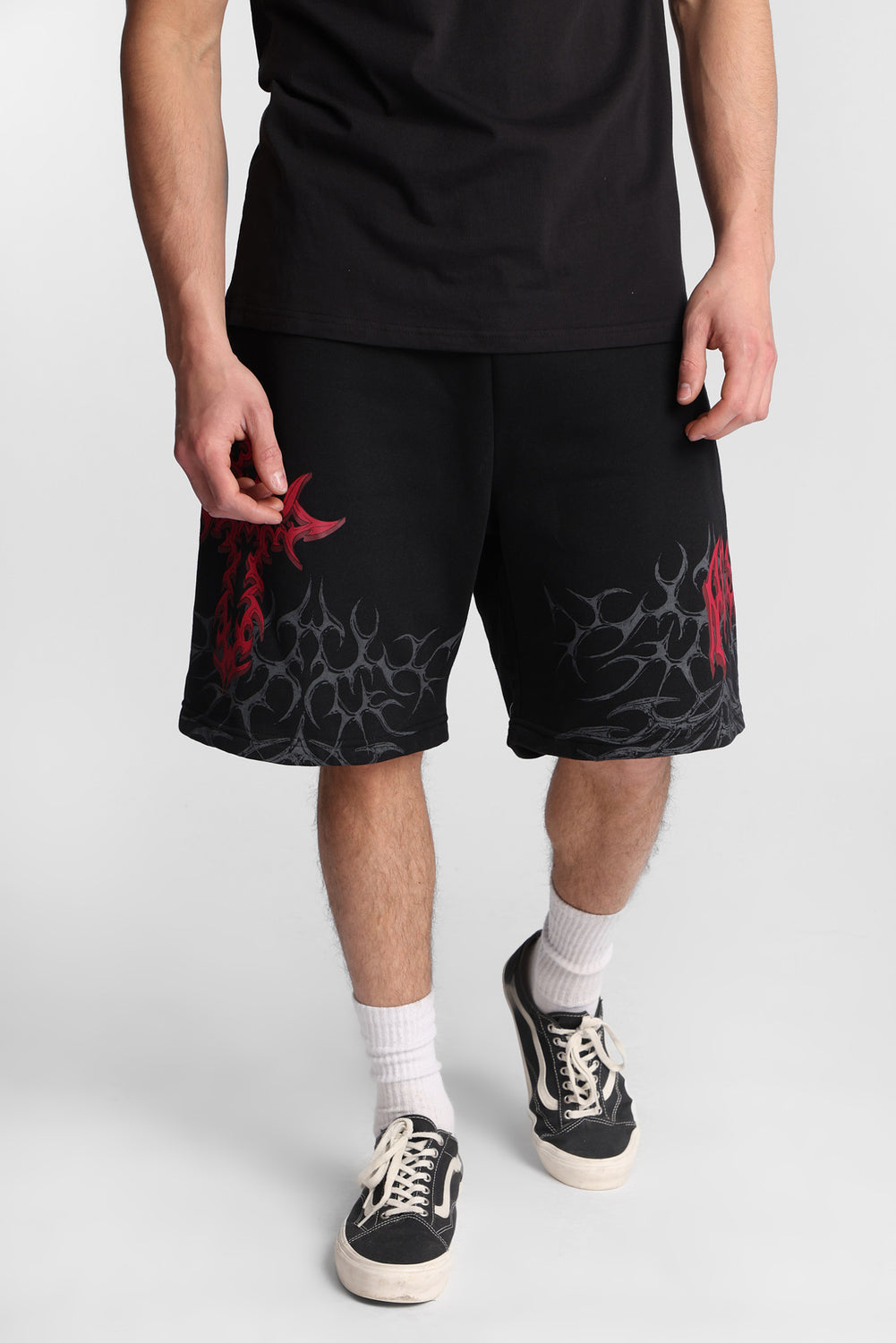 Short en molleton imprimé croix Arsenic Short en molleton imprimé croix Arsenic