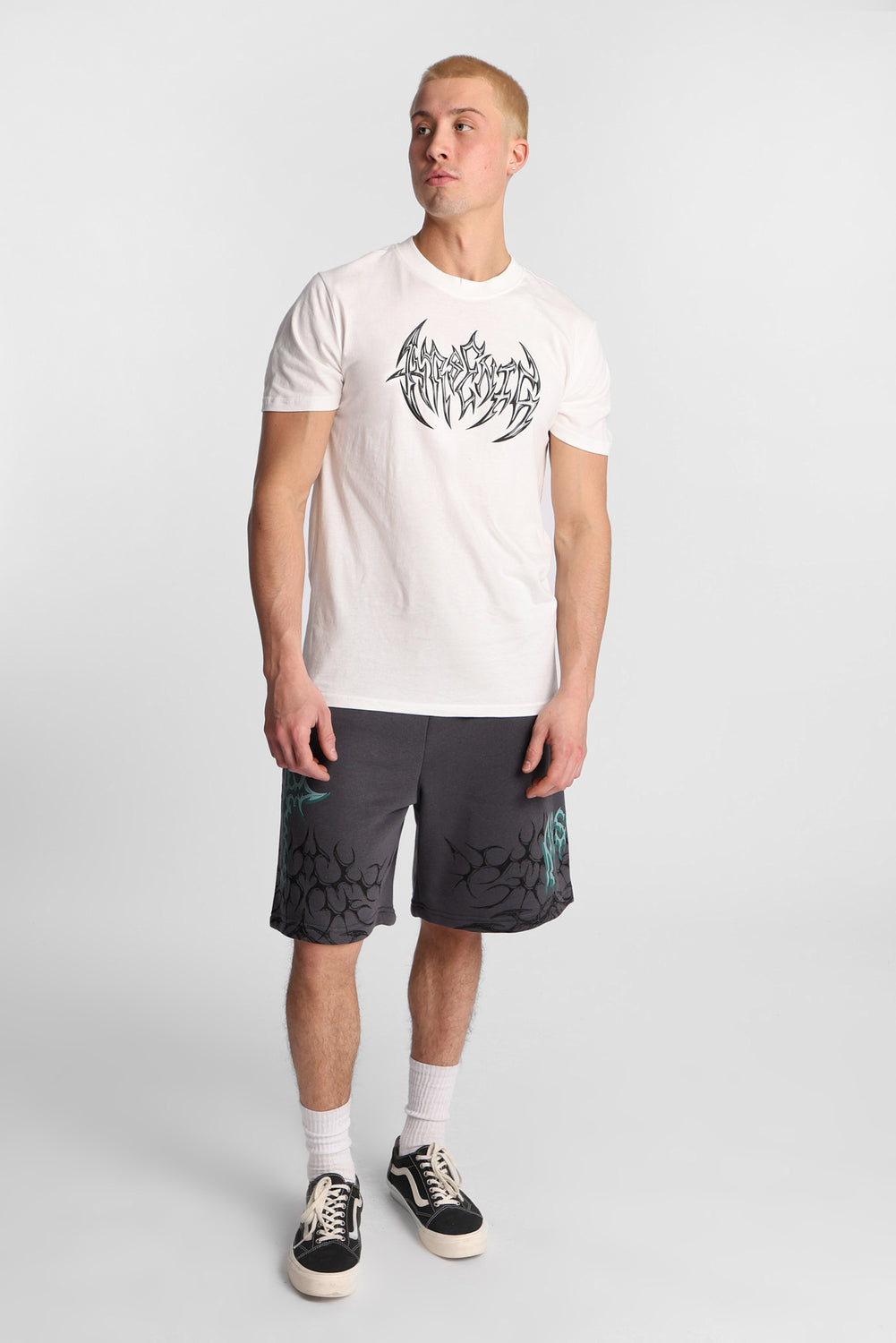 Short en molleton imprimé croix Arsenic Short en molleton imprimé croix Arsenic