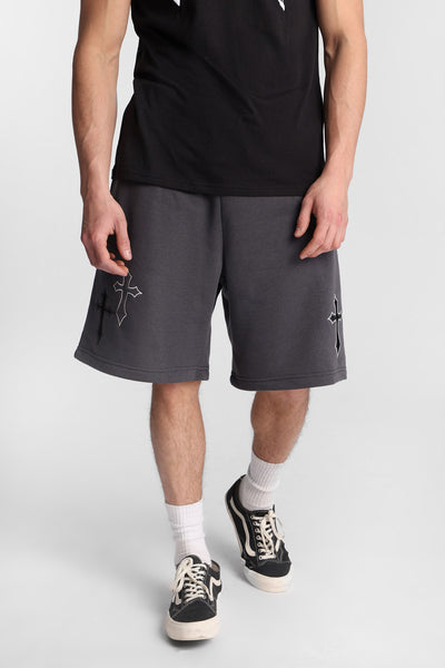 Arsenic Embroidered Cross Fleece Shorts – West49 | Amnesia