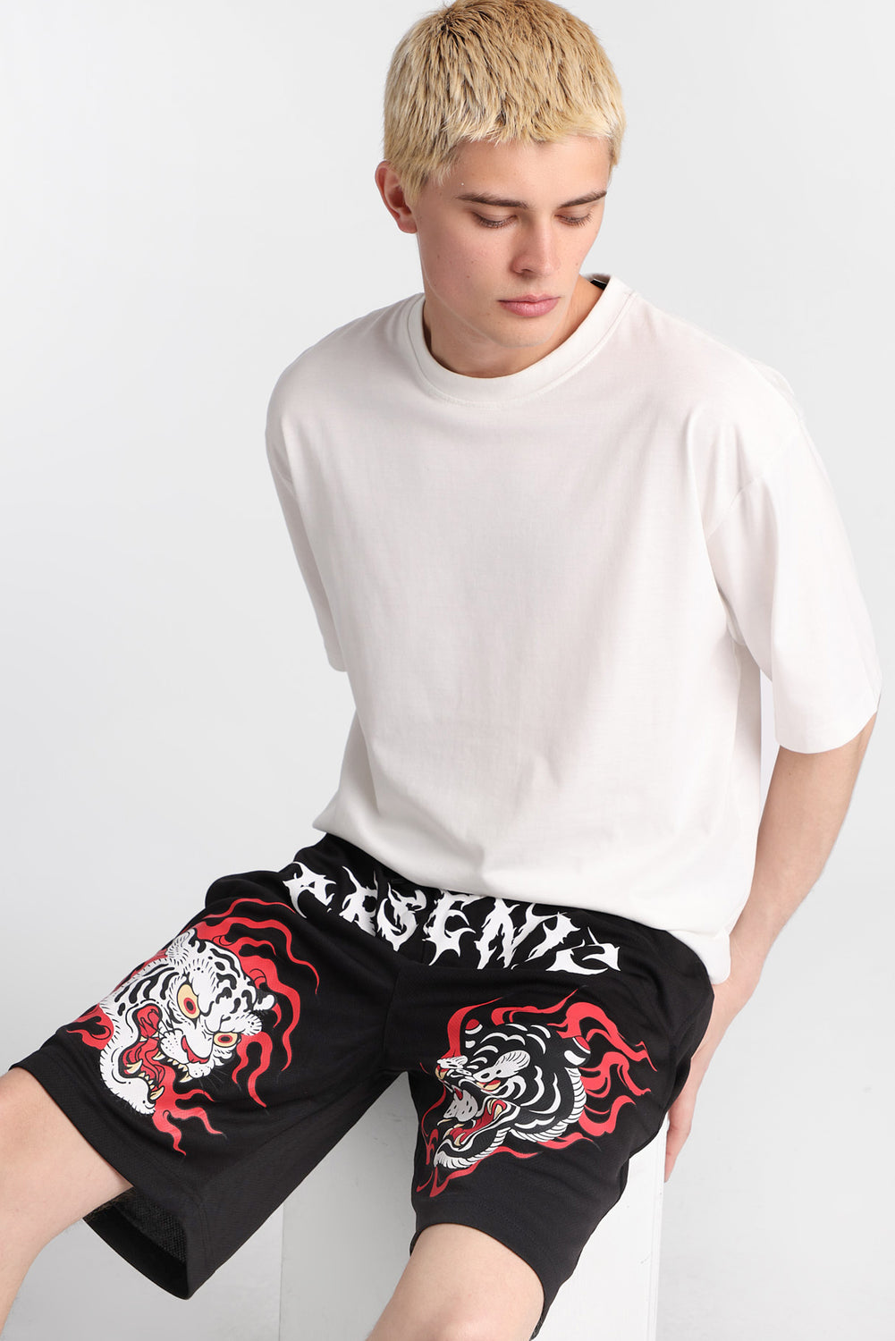 Short en maille imprimé tigre Arsenic Short en maille imprimé tigre Arsenic