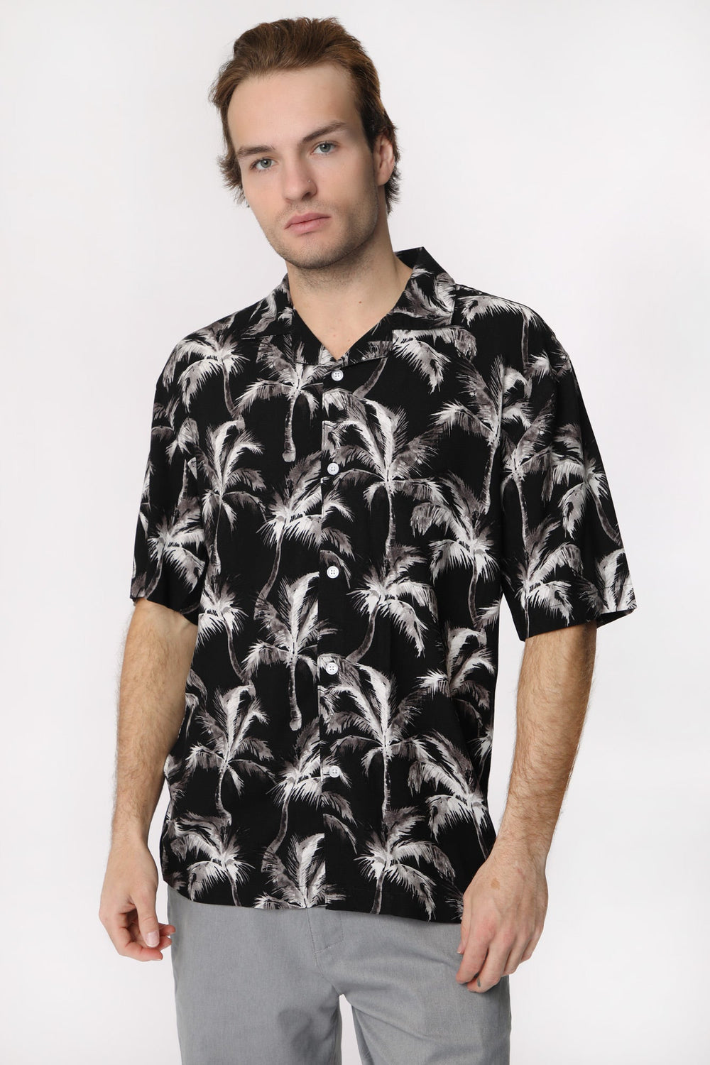 West49 Mens Printed Rayon Button-Up West49 Mens Printed Rayon Button-Up