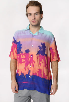 West49 Mens Printed Rayon Button-Up