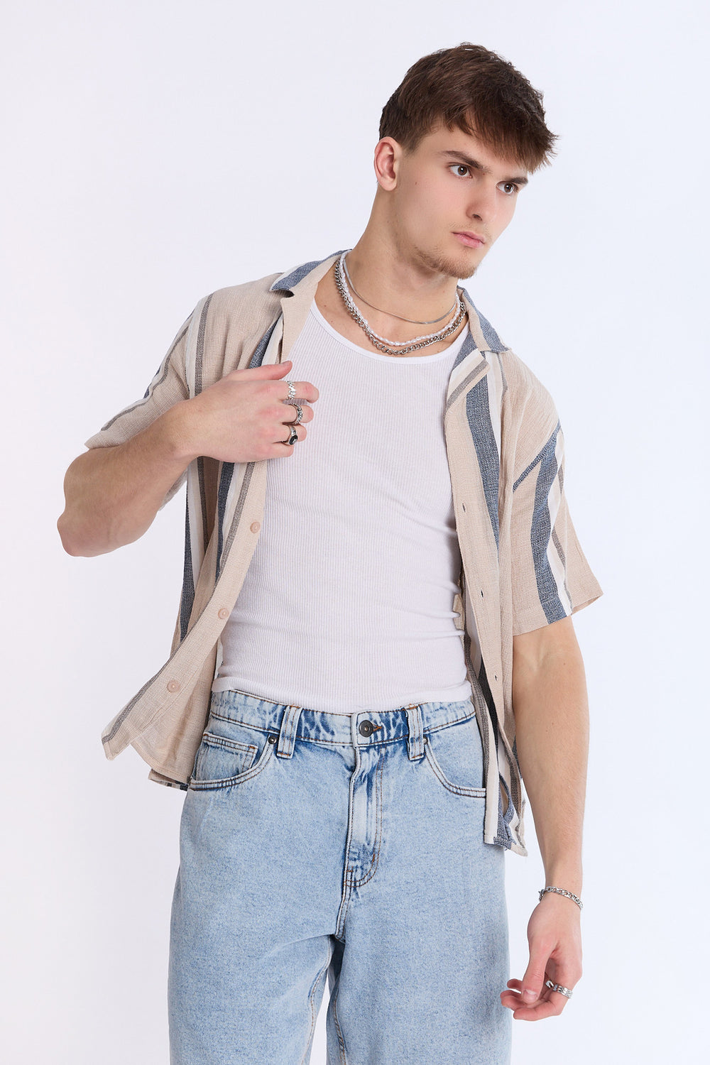 Chemise en gaze rayée Arsenic homme Chemise en gaze rayée Arsenic homme