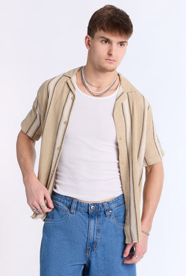 Arsenic Mens Vertical Stripe Gauze Button-Up