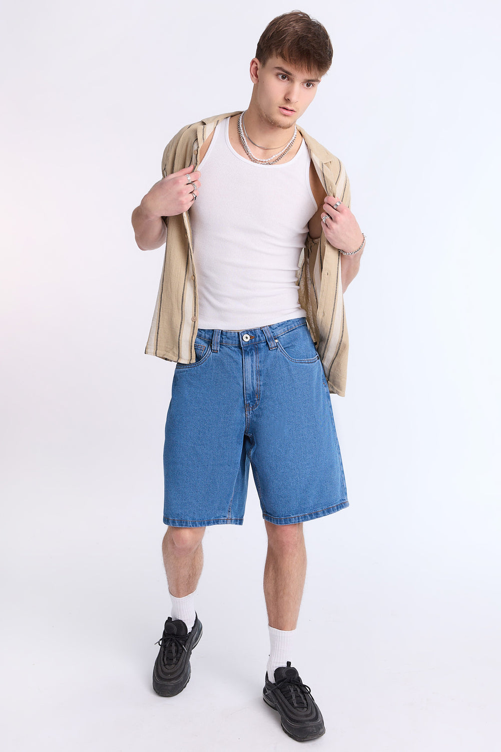 Arsenic Mens Vertical Stripe Gauze Button-Up Arsenic Mens Vertical Stripe Gauze Button-Up