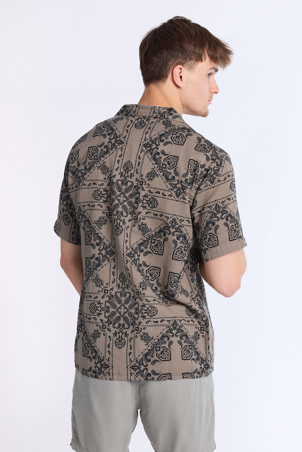 Arsenic Mens Bandana Print Gauze Button-Up Arsenic Mens Bandana Print Gauze Button-Up