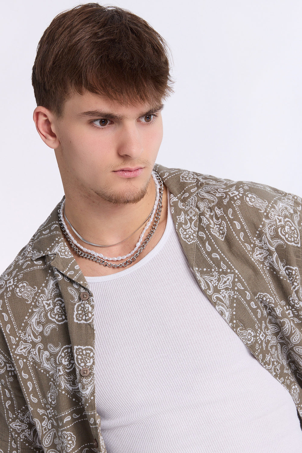 Arsenic Mens Bandana Print Gauze Button-Up Arsenic Mens Bandana Print Gauze Button-Up