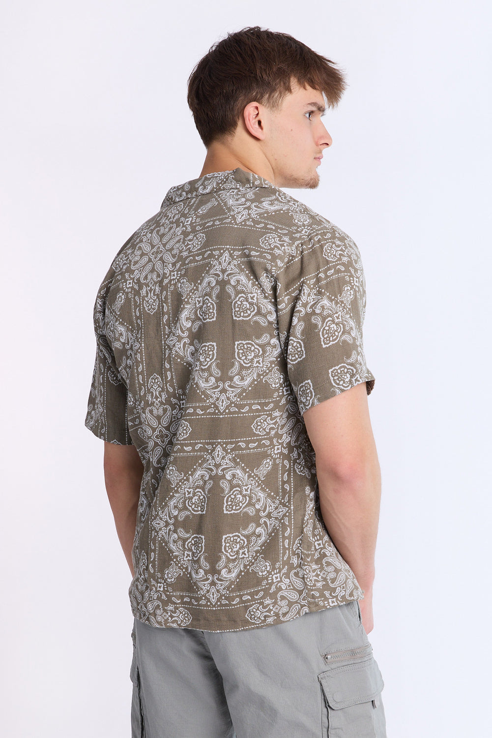 Arsenic Mens Bandana Print Gauze Button-Up Arsenic Mens Bandana Print Gauze Button-Up