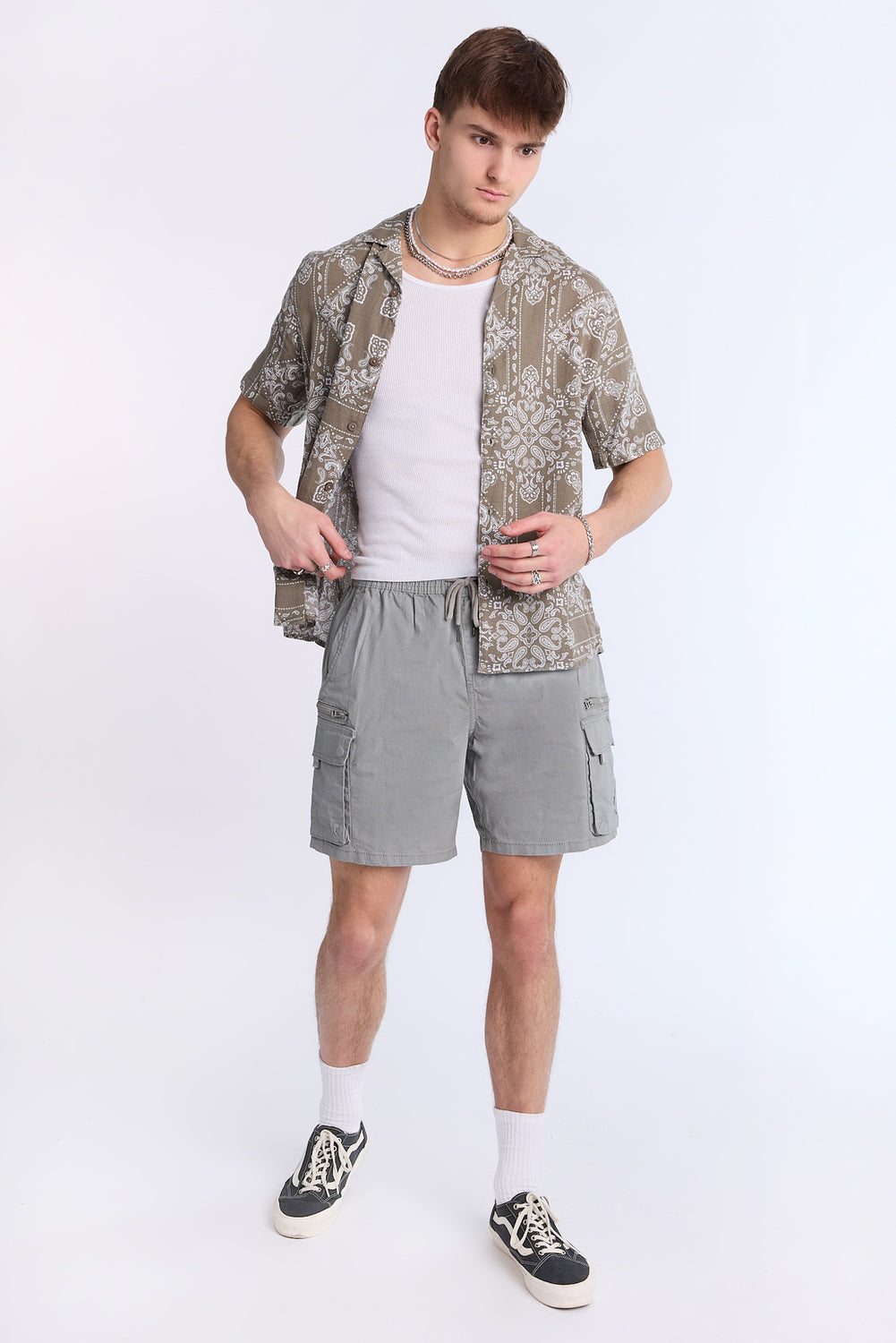 Arsenic Mens Bandana Print Gauze Button-Up Arsenic Mens Bandana Print Gauze Button-Up