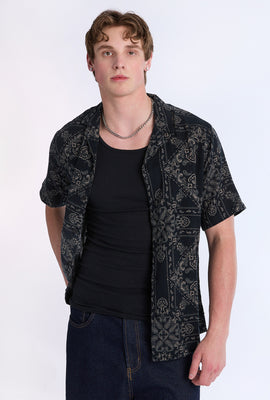 Arsenic Mens Bandana Print Gauze Button-Up